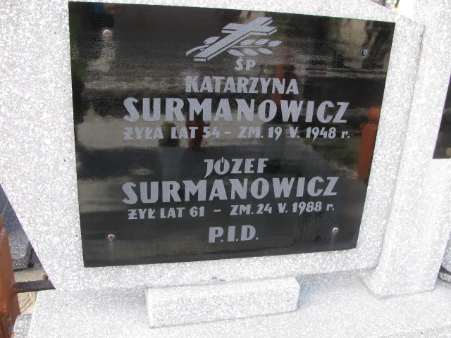 Józef Surmanowicz 1927 Biłgoraj - Grobonet - Wyszukiwarka osób pochowanych